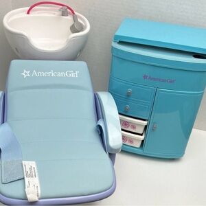 American Girl Doll Spa Chair, Beauty Salon Hair Washing Sink for 18" Dolls.